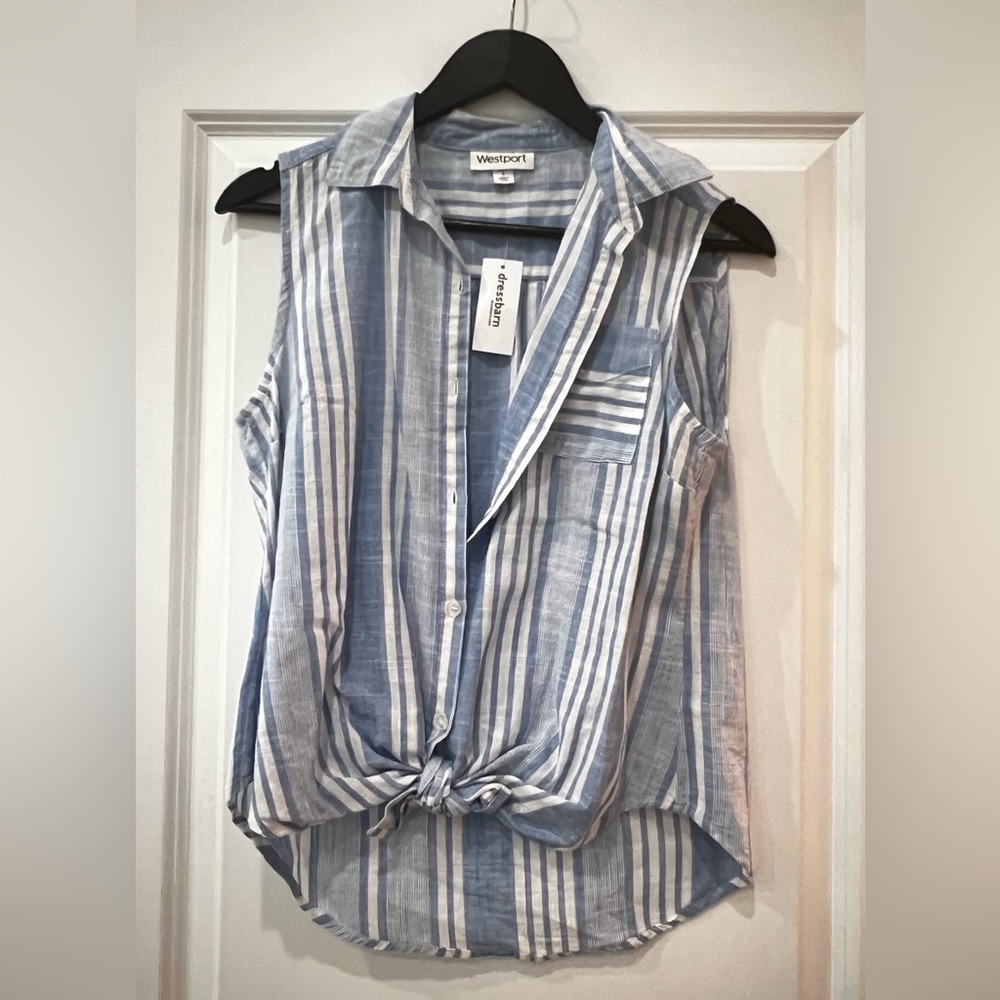 Westport, sleeveless button-down shirt, small
